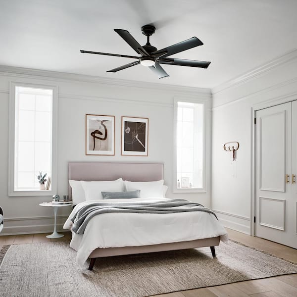 Szeplo II 60 in. Outdoor Olde Bronze Downrod Mount Ceiling Fan with Integrated LED with Wall Control Included