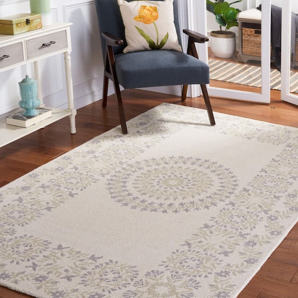 Empire 8 ft. x 10 ft. Ivory/Beige Border Medallion Area Rug