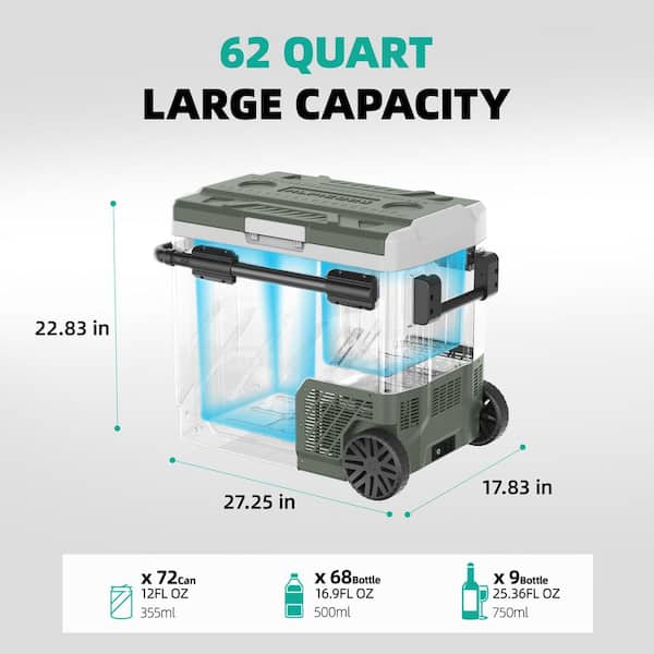 Alpicool 61 Qt. Portable Refrigerator Car Fridge Dual Zone