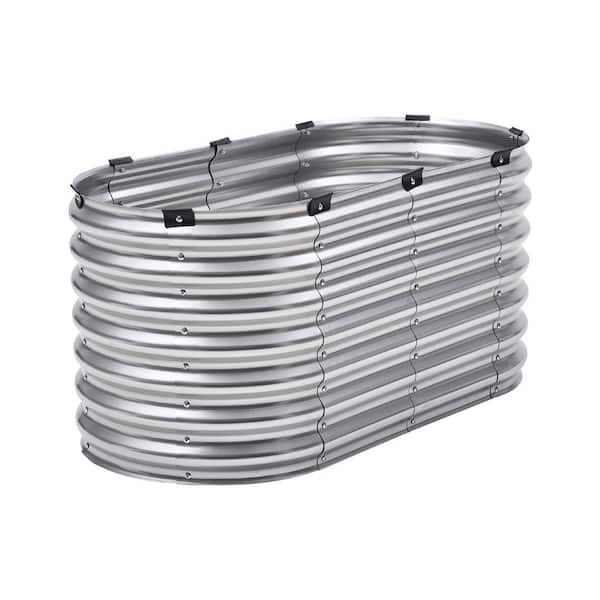 4 x 2 x 2 ft. Silver Aluminum Outdoor Galvanized Metal Raised Garden Bed, Large Oval Planter Raised Bed 2025 Update