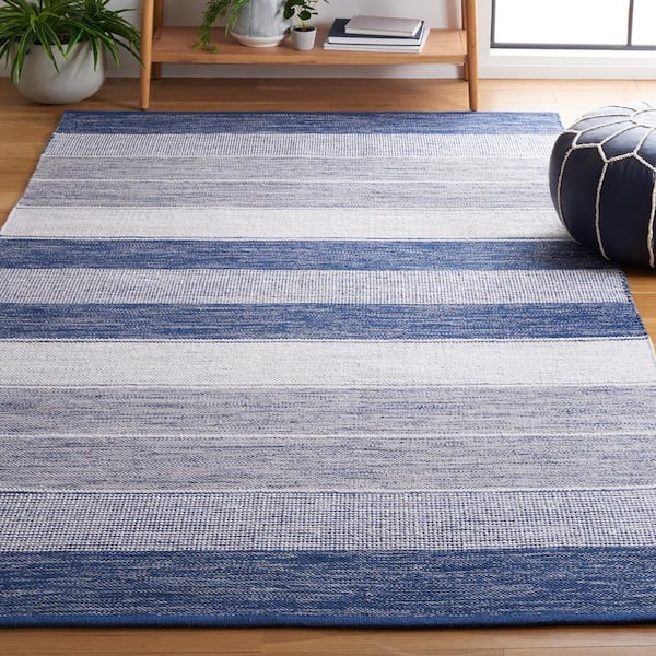 Striped Kilim Grey Blue 5 ft. x 8 ft. Striped Area Rug