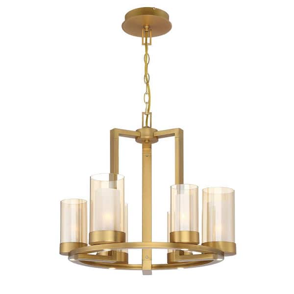 6 Light Led Brass Chandelier 34836, Brass Chandelier Candle Covers Home Depot