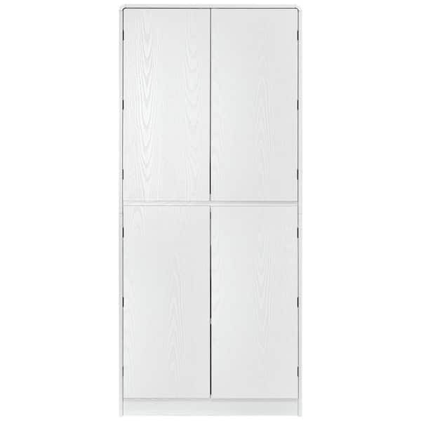 72 in.Tall White Kitchen Pantry Organizer Cabinet with 8-Door Shelves, 3-Adjustable Shelves for Kitchen