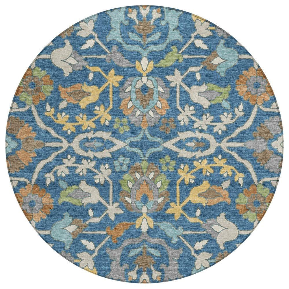 Chantille Machine Washable Indoor/Outdoor Abstract ACN2587 Blue 8 ft. x 8 ft. Round Rug price history on PriceWatchPro