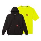 Men's 2X-Large Black Heavy-Duty Cotton/Polyester Pullover Hoodie and Short-Sleeve High Visibility Pocket T-Shirt