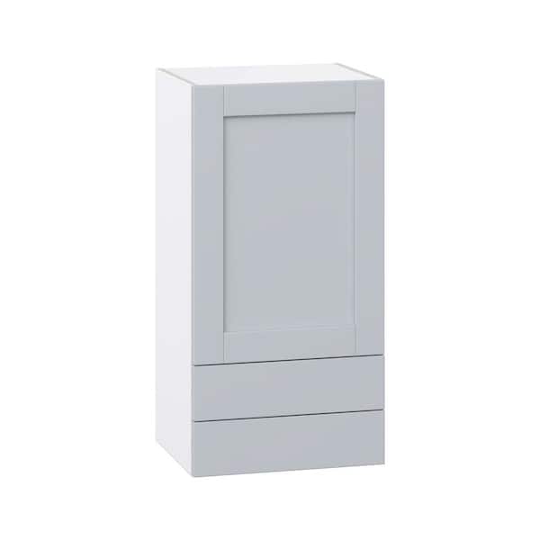 J COLLECTION Milton 18 in. W x 14 in. D x 35 in. H Assembled Shaker Wall Kitchen Cabinet in Light Gray with 2 Drawers