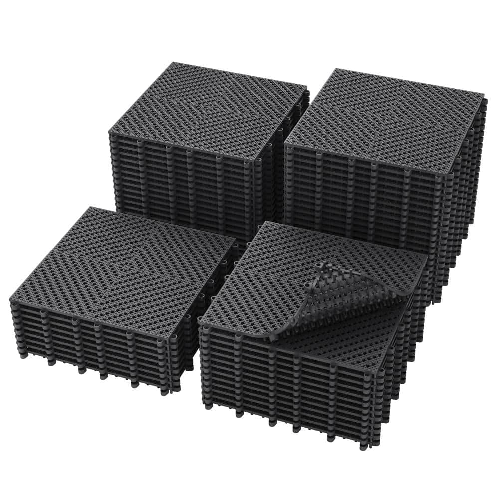Interlocking Soft PVC Drainage Mats 12 in. x 12 in. Flexible Outdoor Patio Pool Deck Non-Slip (Black, 60 Pcs) price history on PriceWatchPro