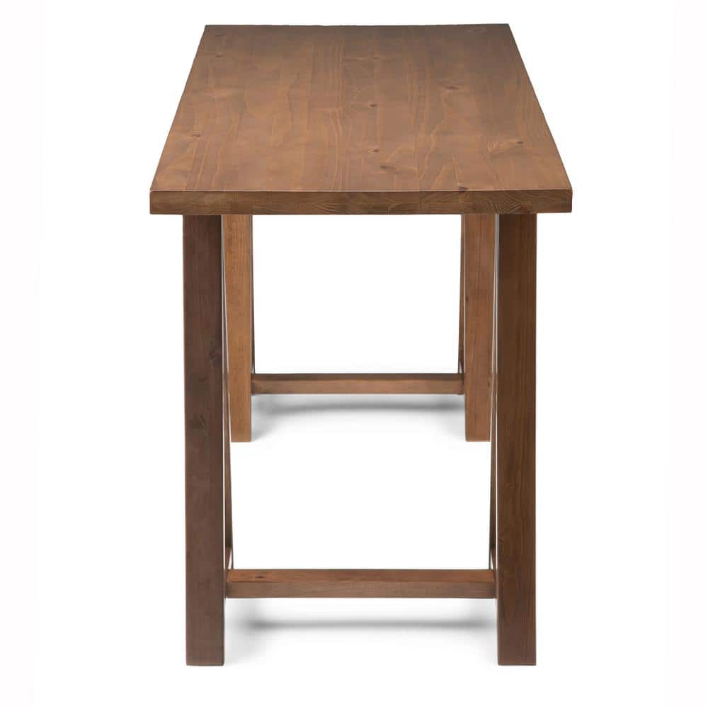 Sawhorse Solid Pine 60" Desk with Keyboard Tray in Medium Saddle Brown