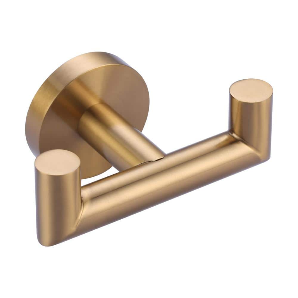 ALEASHA J-Hook Double Robe/Towel Hook in Gold AL-8J307G - The Home Depot