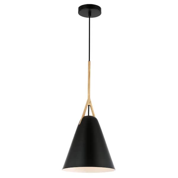 Light Society Kalix 10 in. 1-Light Black Pendant with Metal Shade