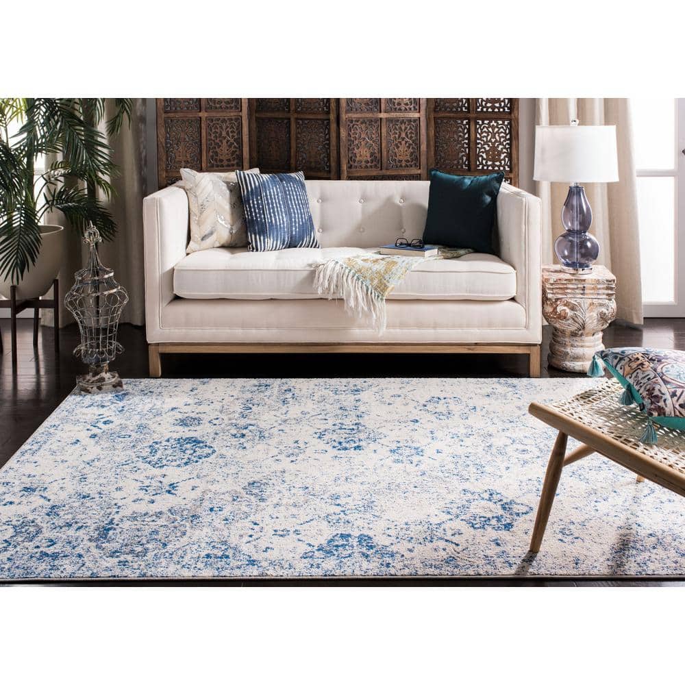 Reversible Blue Synthetic Rectangular Area Rug, 5'1" x 7'6"