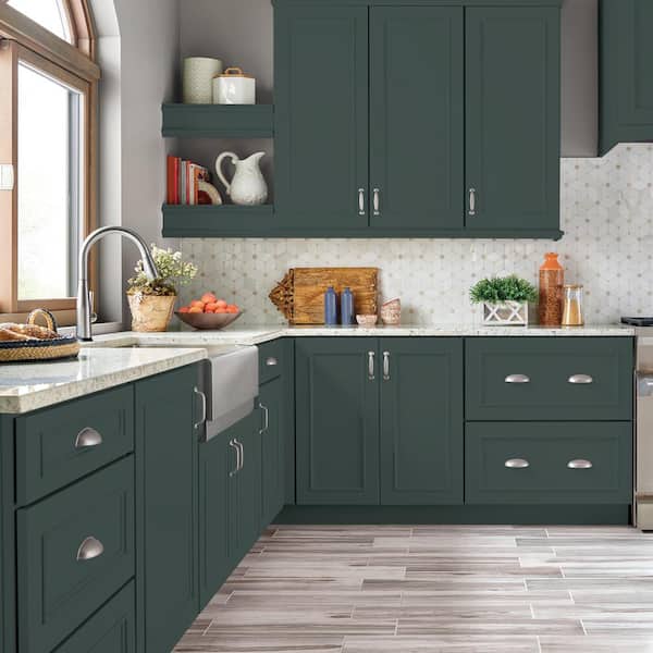 1 gal. #MQ6-44 Black Evergreen Semi-Gloss Enamel Interior/Exterior Cabinet, Door & Trim Paint