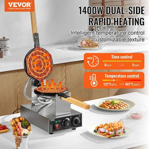 VEVOR Egg Waffle Maker 1400-Watts Round Waffle Iron Non