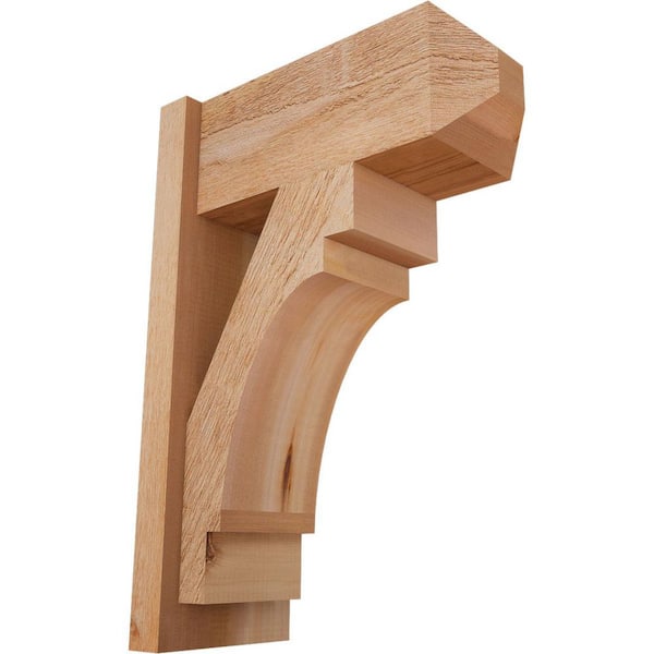 Ekena Millwork 8 in. x 26 in. x 18 in. Western Red Cedar Merced Craftsman Rough Sawn Outlooker
