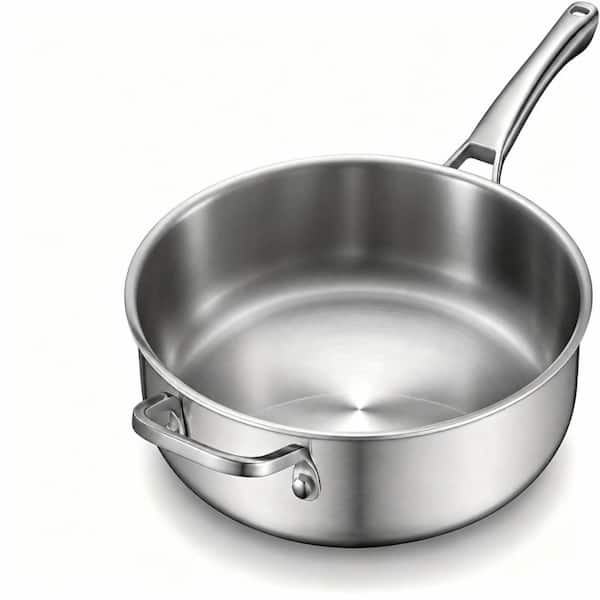 7 qt. 12.5 in. Tri-Ply Stainless Steel Saute Pan with Lid, Dishwasher and Oven Safe, All Cooktops