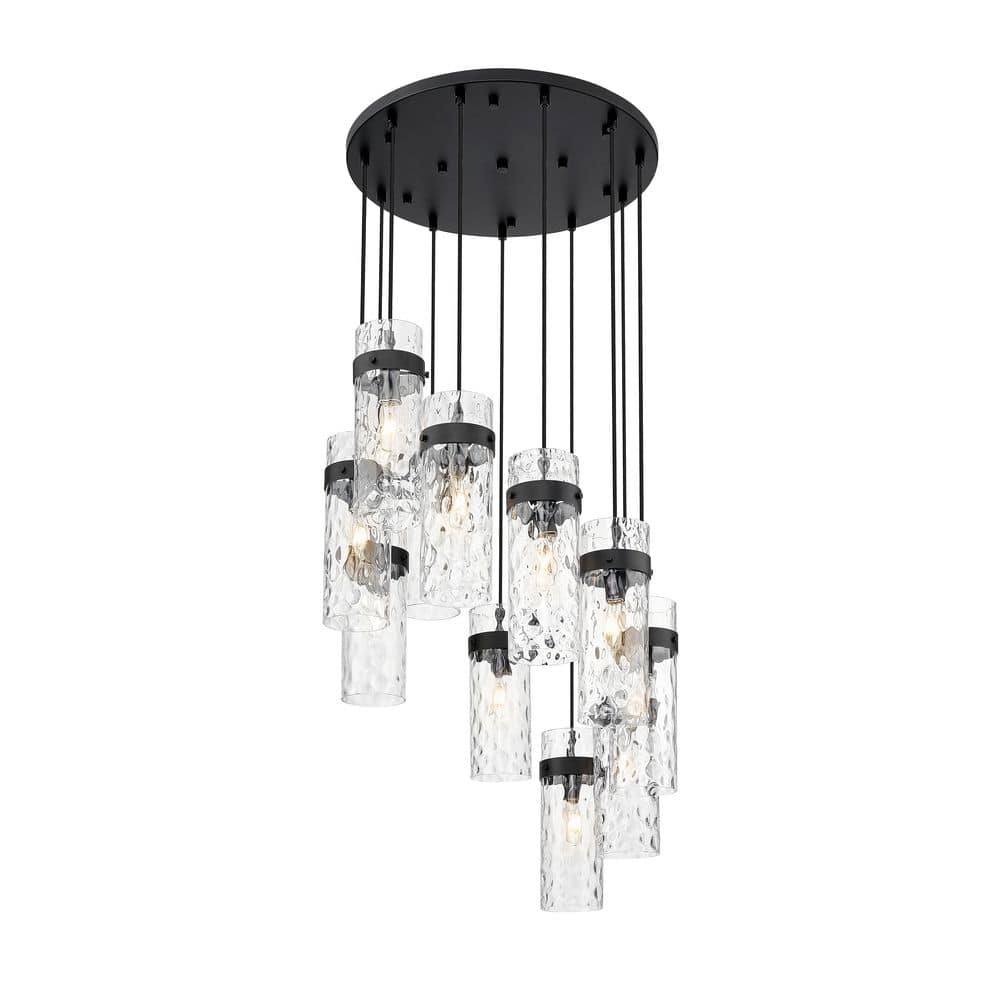 Fontaine 11 Light Matte Black Chandelier for Indoor Use with No Bulbs Inclu