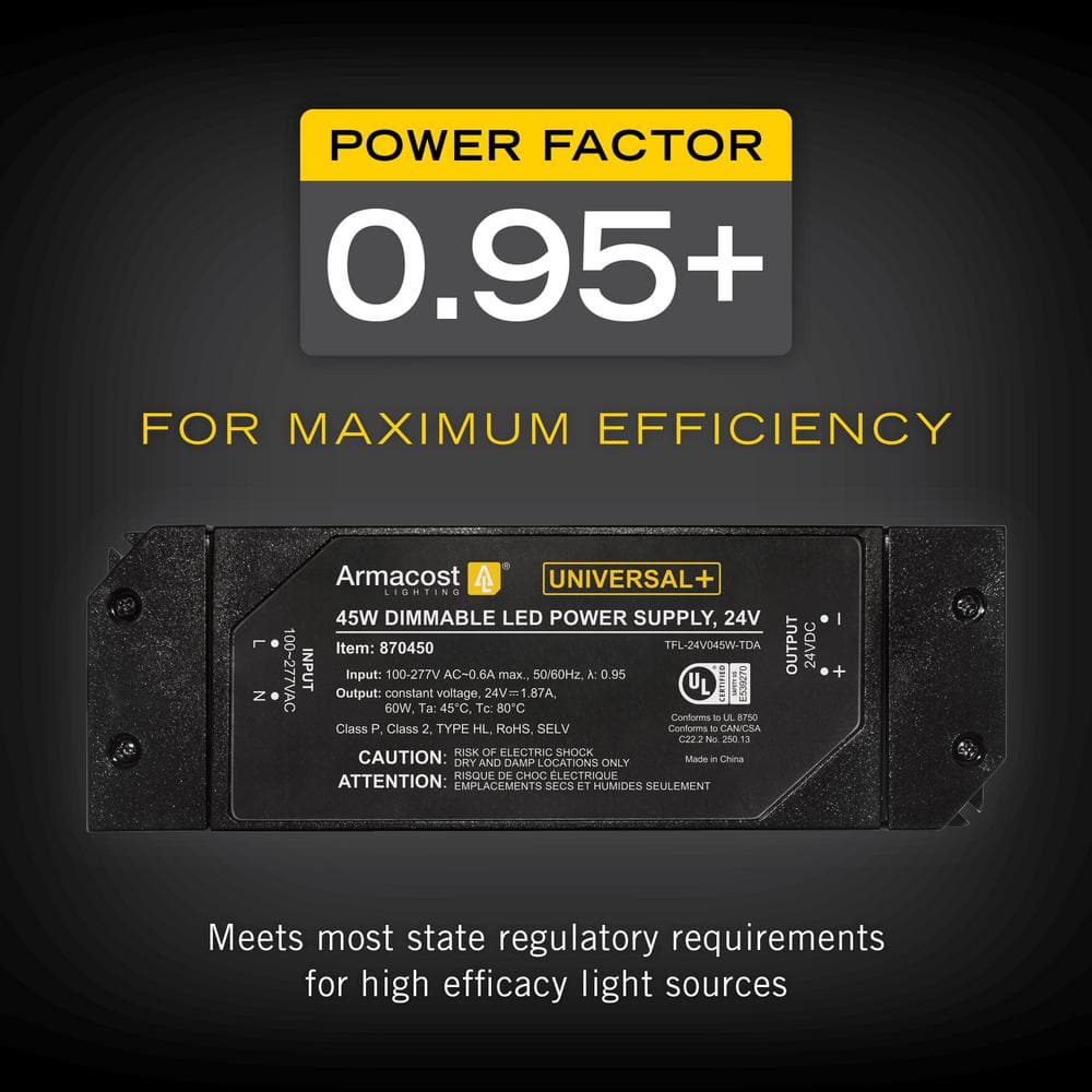 Black 24V DC Dimmable LED Driver Power Supply