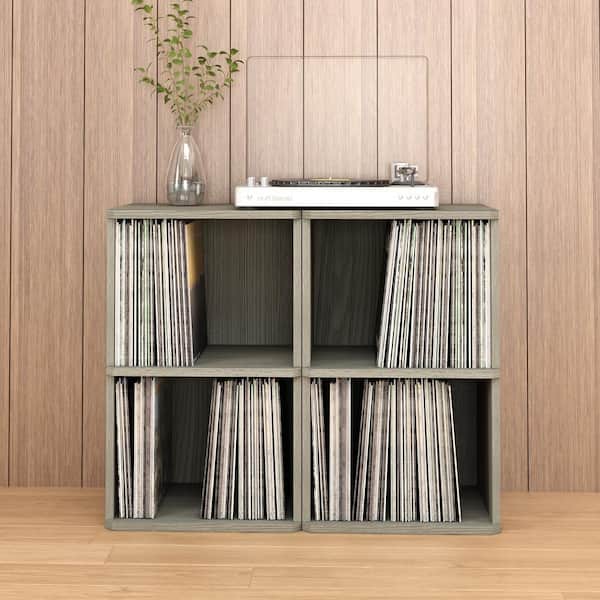 Way Basics - Board Grey 2-Shelf Vinyl Record and LP Record Album Storage Shelf