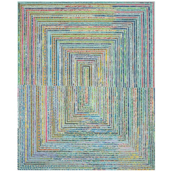 Nantucket Teal 8 ft. x 10 ft. Border Area Rug
