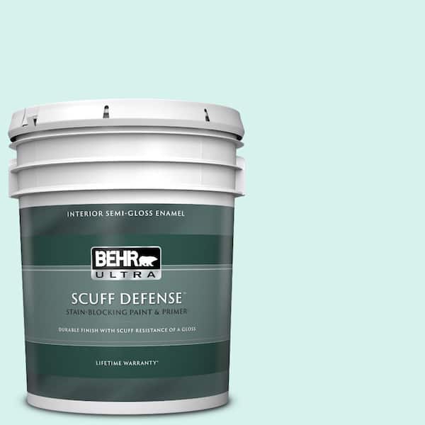 BEHR ULTRA 5 gal. #P450-1 Sea Ice Extra Durable Semi-Gloss Enamel Interior Paint & Primer