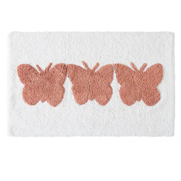 Jessica Simpson Butterfly Trio 20 in. x 32 in. Multi-Colored Novelty Cotton Rectangular Bath Mat