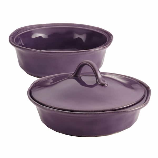 Rachael Ray Cucina Stoneware 3-Piece Round Baker Set with Lid