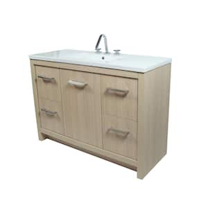 48 in. W x 18.5 in. D x 34.5 in. H Single Sink Freestanding Bath Vanity in Neutral with White Ceramic Sink