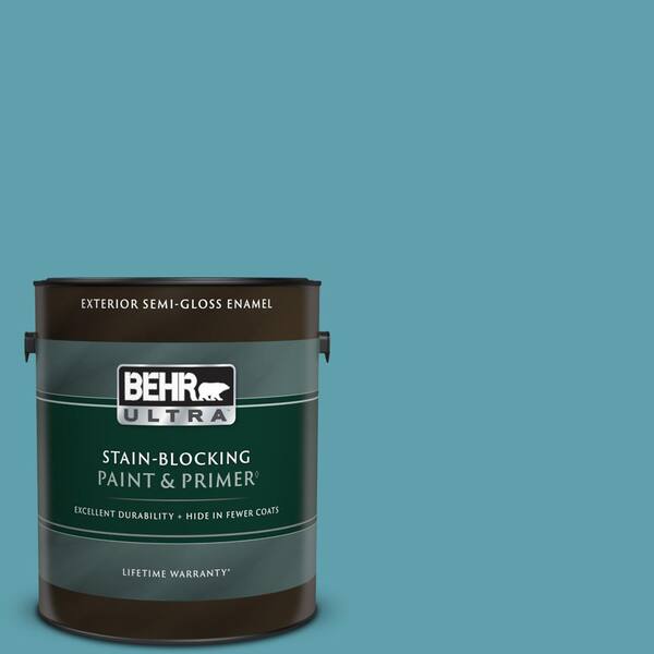 BEHR ULTRA 1 gal. #BIC-53 Turquoise Semi-Gloss Enamel Exterior Paint & Primer