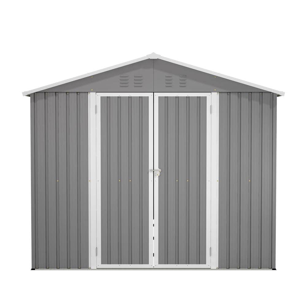 8 ft. x 12 ft. Outdoor Metal Storage Shed with Lockable Double Doors, Floor Frame, Sloped Roof, Gray price history on PriceWatchPro