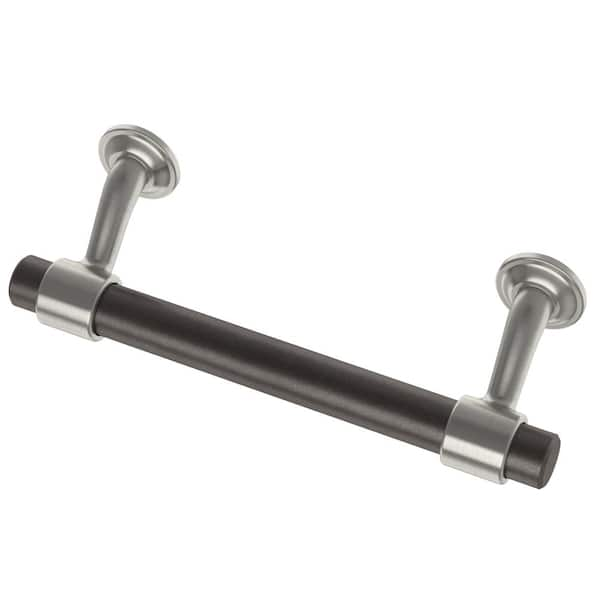 Liberty Floating 3-3/4 in. (96mm) Center-to-Center Satin Nickel with Cocoa Bronze Drawer Pull