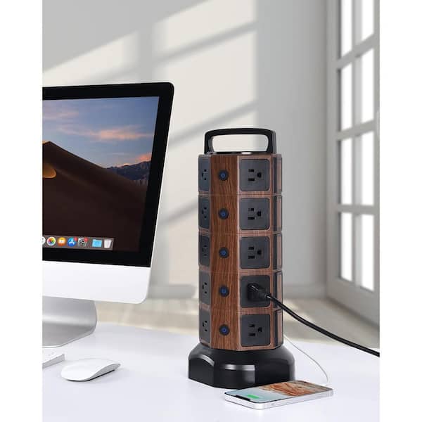 JACKYLED Power Strip Tower Surge Protector 12 Outlets USB Ports Charging  Station