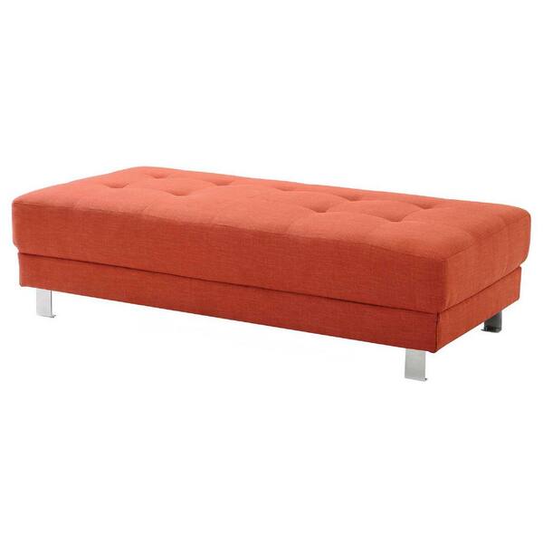 AndMakers Riveredge Orange Linen Upholstered Ottoman