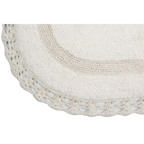 HOME WEAVERS INC Classy Bathmat Off-White Cotton 5-Piece Bath Rug