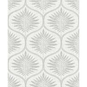 Laurel Light Grey Ogee Light Grey Wallpaper Sample