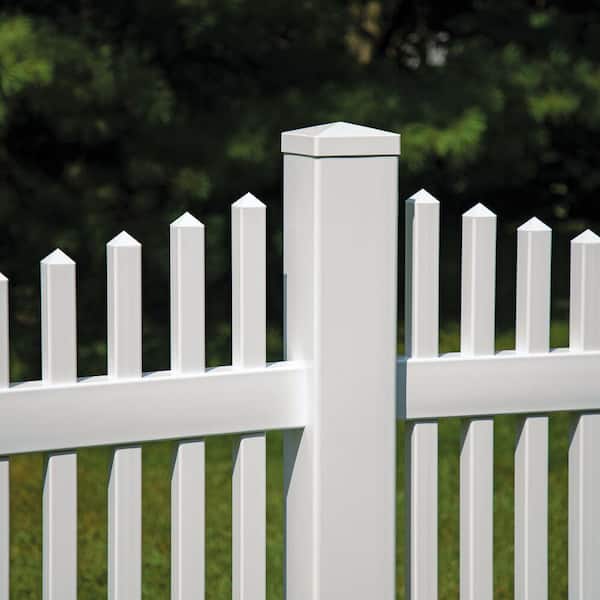 Veranda 5 in. x 5 in. White Vinyl Pyramid Fence Post Cap
