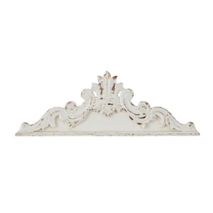 39 in. x  14 in. Wood White Carved Arabesque Floral Wall Decor