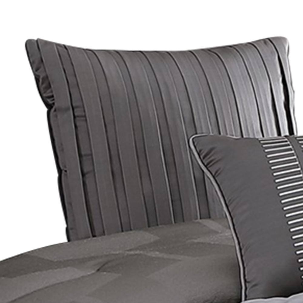 Gray Polyester Queen Comforter Set with Geometric Design