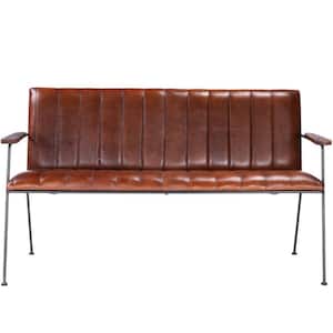 Amelia Brown 53 in. Faux Leather Bedroom Bench Upholstered