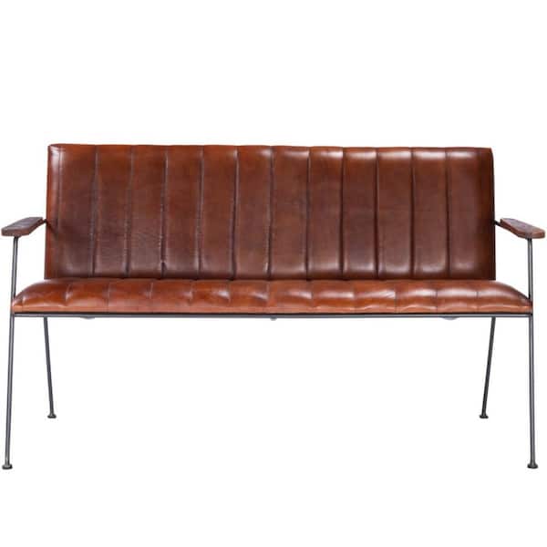 Amelia Brown 53 in. Faux Leather Bedroom Bench Upholstered