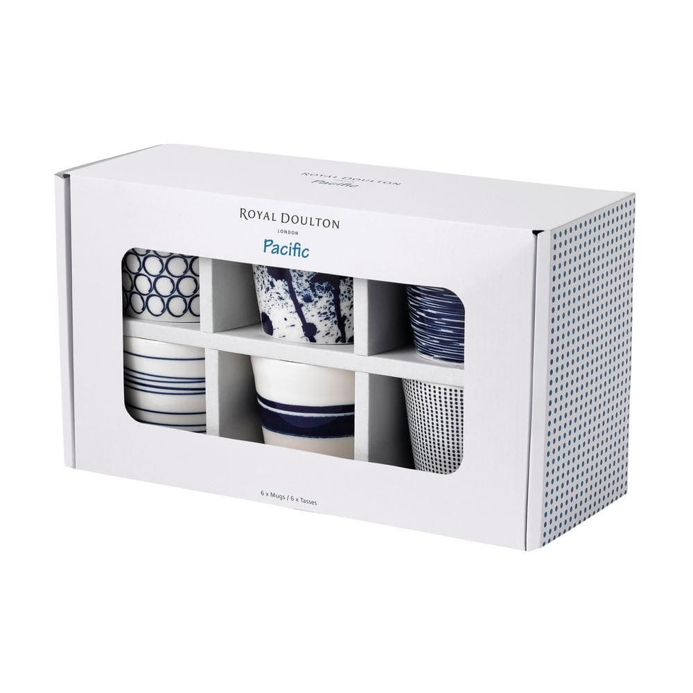 Blue and White Ceramic Microwave Safe Mug Set