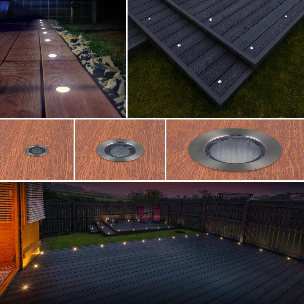 Portico White Stainless Steel Outdoor Recessed LED Light 5/8"
