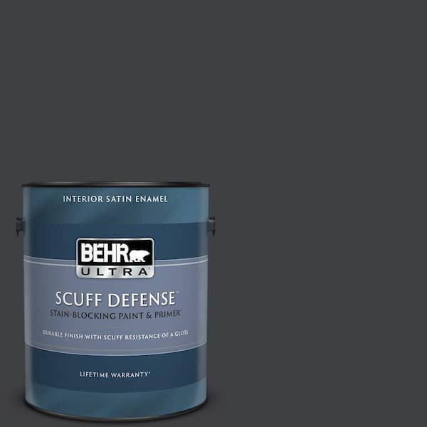 BEHR ULTRA 1 gal. Home Decorators Collection #HDC-MD-04 Totally Black Extra Durable Satin Enamel Interior Paint & Primer