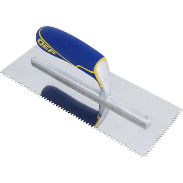 11 in. L x 4.5 in. W Steel Blade 3/16 in. x 5/32 in. V-Notched Tile Flooring Trowel with Comfort Grip Handle