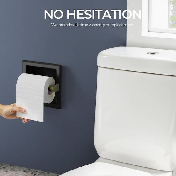 Neodrain Recessed Toilet Paper Holder, Matte Black Toilet Tissue Holder With Storage Cabinet For Toilet Brush Holder, 304 Stainless Steel Wall Bathroom Roll Paper Holder