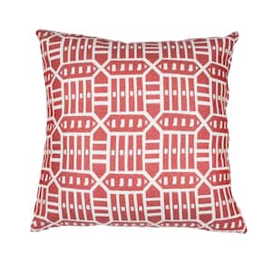 Roland Red Square Outdoor Accent Lounge Throw Pillow