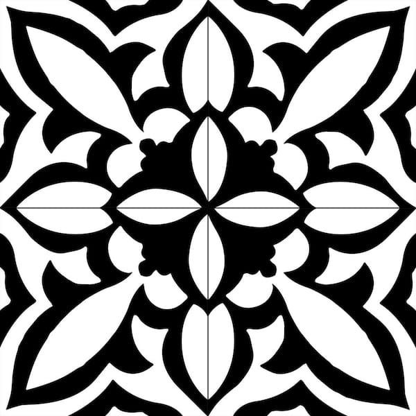 ANDOVA Luv Ti'Amo Black/White 8 in. x 8 in. Smooth Matte Porcelain Floor and Wall Tile Sample