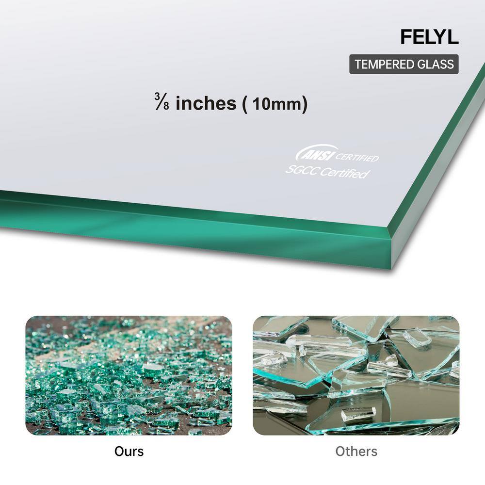 FELYL 34" x 72" Black Framed Clear Glass Shower Panel