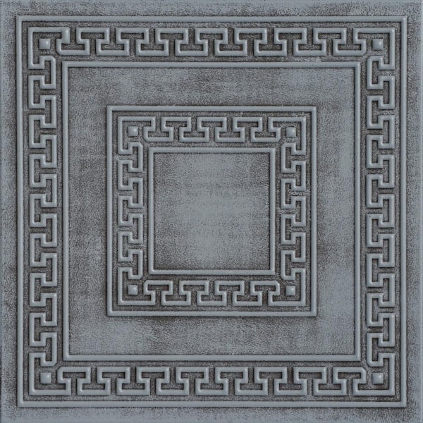 A La Maison Ceilings Greek Key Moss Gray 1.6 ft. x 1.6 ft. Decorative Foam Glue Up Ceiling Tile (21.6 sq. ft./case)