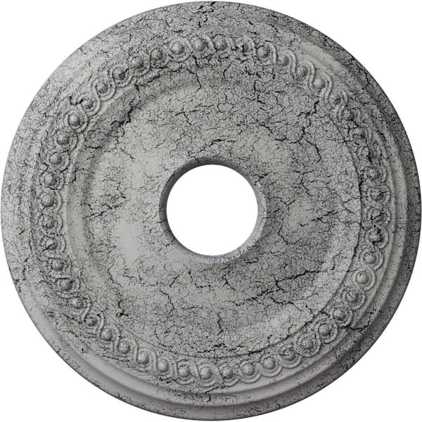 Ekena Millwork 1-1/8 in. x 18-5/8 in. x 18-5/8 in. Polyurethane Classic Ceiling Medallion, Ultra Pure White Crackle