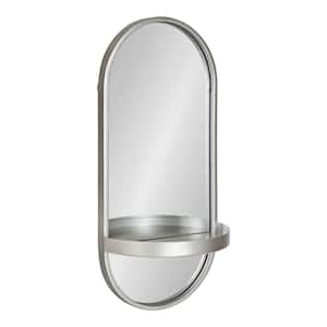 Medium Oval Silver Modern Mirror (24.2 in. H x 11 in. W)